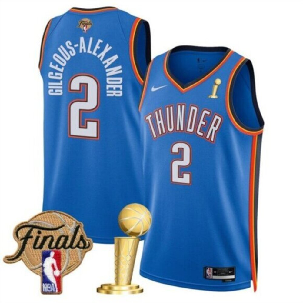 Mens Youths Kids Shai Gilgeous-Alexander Blue 2025 Finals and CH Jersey